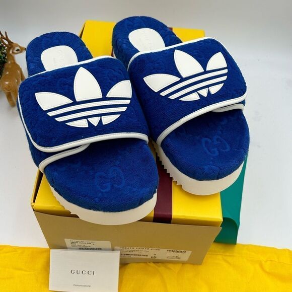 Men’s Gucci X Adidas, slide sandals size 9, made in Italy - Picture 2 of 9